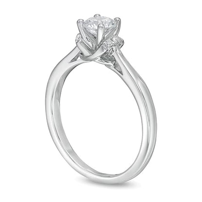 0.5 CT. TW Diamond Collar Engagement Ring in 14K White Gold (I/I2)