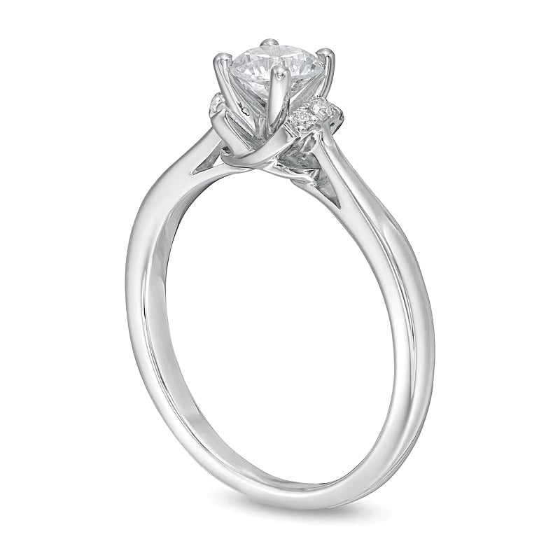 0.5 CT. TW Diamond Collar Engagement Ring in 14K White Gold (I/I2)