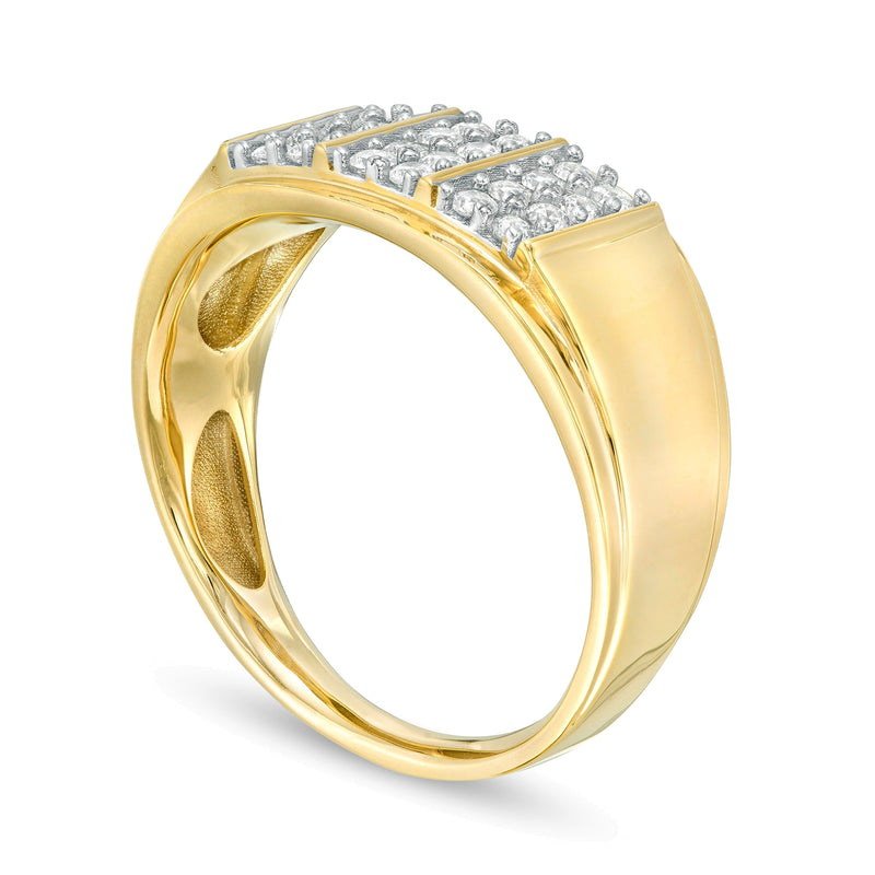 0.5 CT. TW Composite Diamond Linear Triple Row Ring in 10K Gold