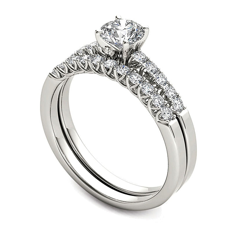 1.0 CT. TW Diamond Overlay Bridal Set in 14K White Gold