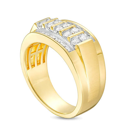 0.75 CT. TW Diamond Quadruple Row Stepped Shank Band in 10K Gold