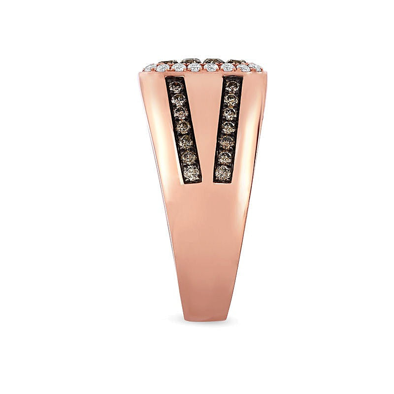 1.13 CT. TW Champagne and White Diamond Octagonal Frame Ring in 14K Rose Gold
