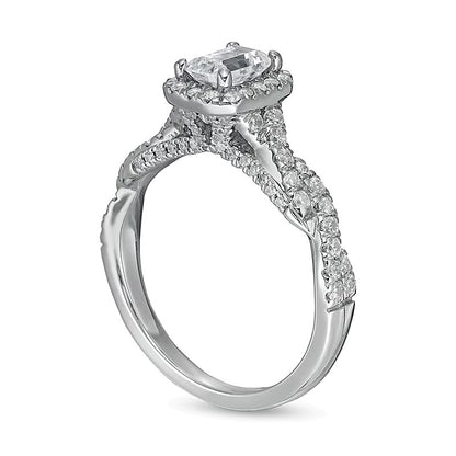 Zales Private Collection 1.0 CT. TW Emerald-Cut Diamond Frame Engagement Ring in 14K White Gold