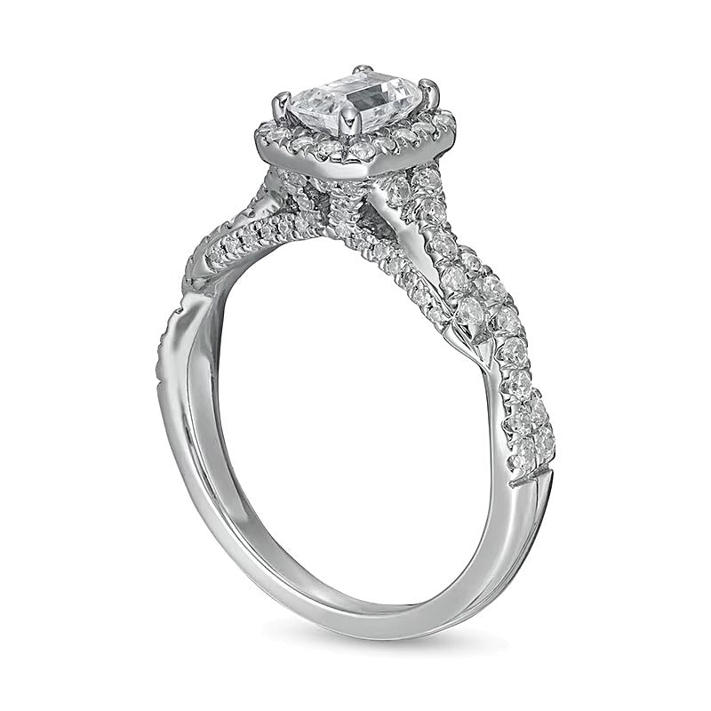 Zales Private Collection 1.0 CT. TW Emerald-Cut Diamond Frame Engagement Ring in 14K White Gold