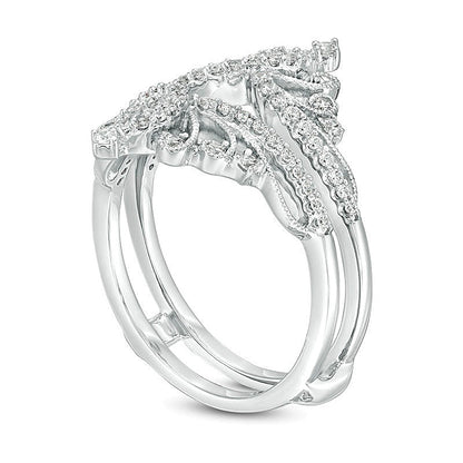 0.38 CT. TW Diamond Vintage-Style Tiara Ring Solitaire Enhancer in 14K White Gold
