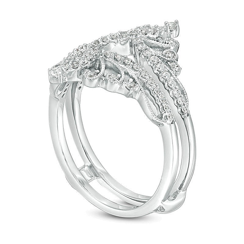 0.38 CT. TW Diamond Vintage-Style Tiara Ring Solitaire Enhancer in 14K White Gold