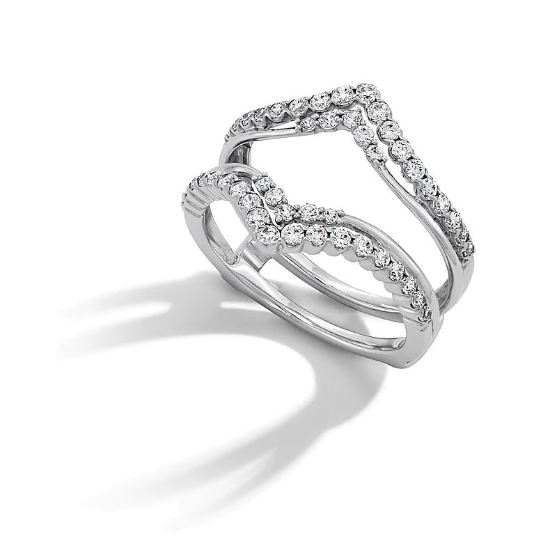 0.63 CT. TW Diamond Double Row Chevron Solitaire Enhancer in 14K White Gold
