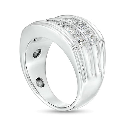 2.0 CT. TW Diamond Double Row Alternating Anniversary Band in 10K White Gold