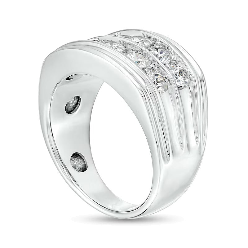 2.0 CT. TW Diamond Double Row Alternating Anniversary Band in 10K White Gold