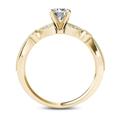 0.63 CT. TW Diamond Leaf Vintage-Style Engagement Ring in 14K Gold