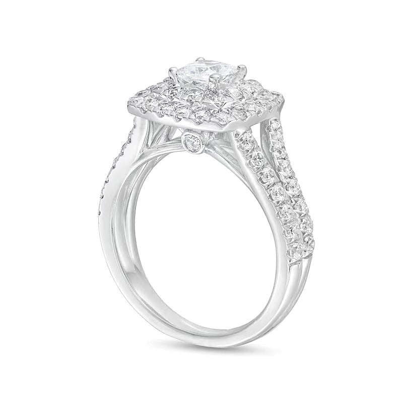 2.0 CT. TW Princess-Cut Lab-Grown Diamond Double Frame Engagement Ring in 14K White Gold (F/VS2)