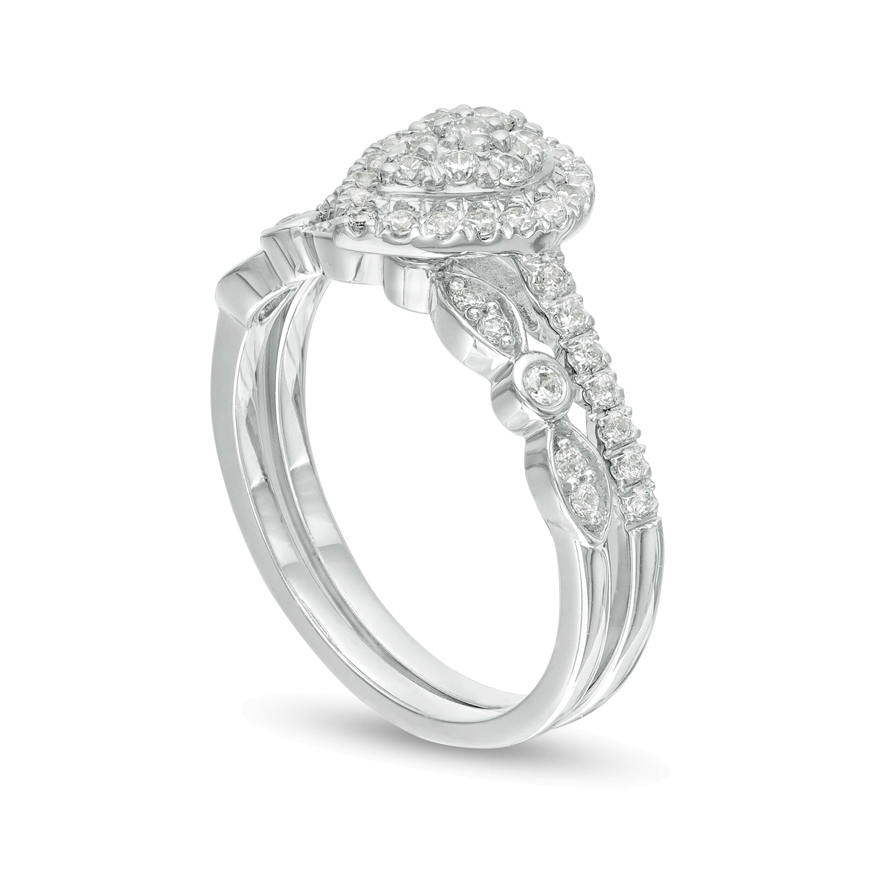 0.5 CT. TW Composite Pear-Shaped Diamond Art Deco Bridal Set in 10K White Gold