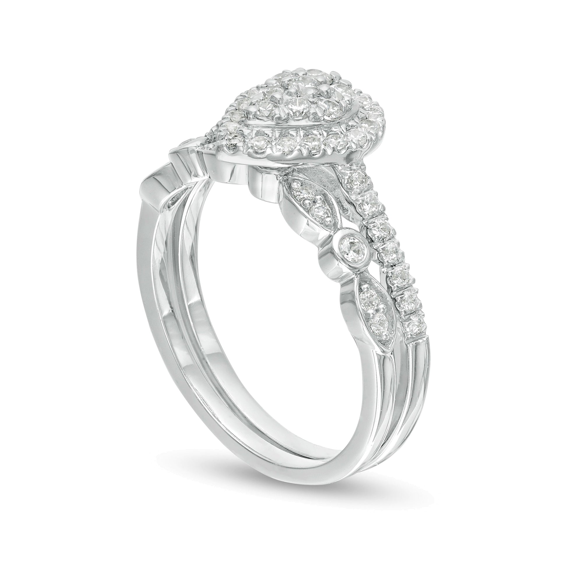 0.5 CT. TW Composite Pear-Shaped Diamond Art Deco Bridal Set in 10K White Gold
