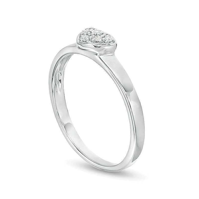 0.05 CT. TW Composite Diamond Heart-Shaped Promise Ring in 14K White Gold