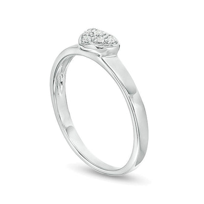 0.05 CT. TW Composite Diamond Heart-Shaped Promise Ring in 14K White Gold