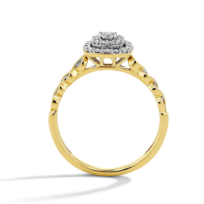 0.25 CT. TW Diamond Double Cushion Frame Promise Ring in 10K Gold