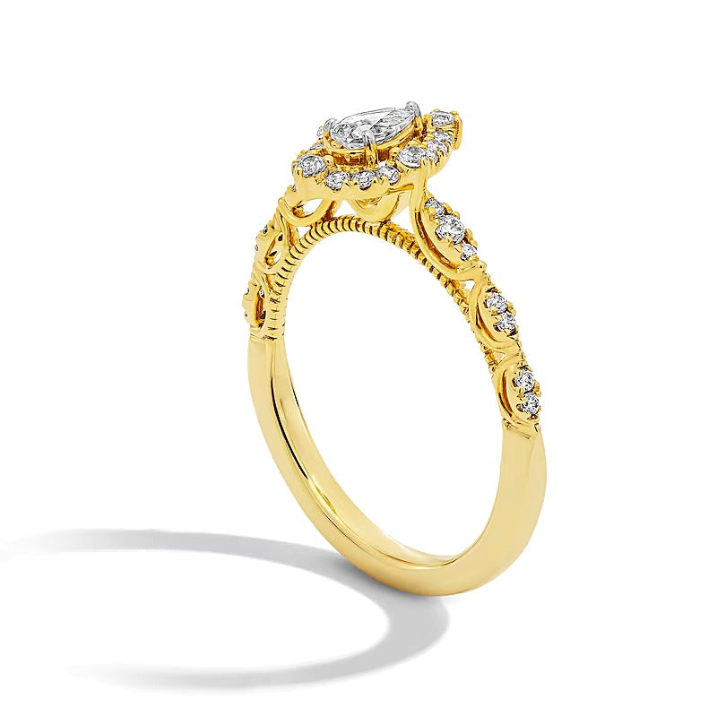 0.5 CT. TW Pear-Shaped Diamond Frame Engagement Ring in 14K Yellow Gold (I/I1)
