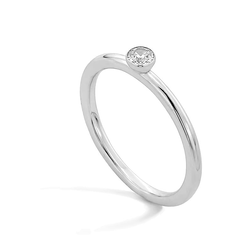 0.13 CT. Diamond Bezel-Set Solitaire Stackable Anniversary Band in 10K White Gold (I/I2)