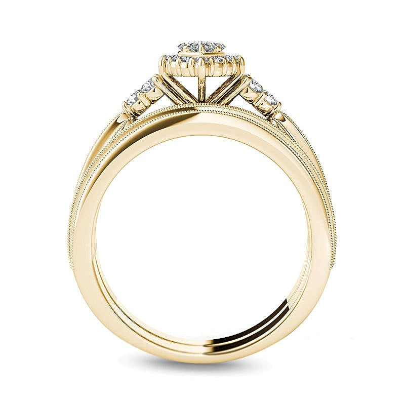0.5 CT. TW Composite Marquise Diamond with Tri-Sides Bridal Set in 14K Gold