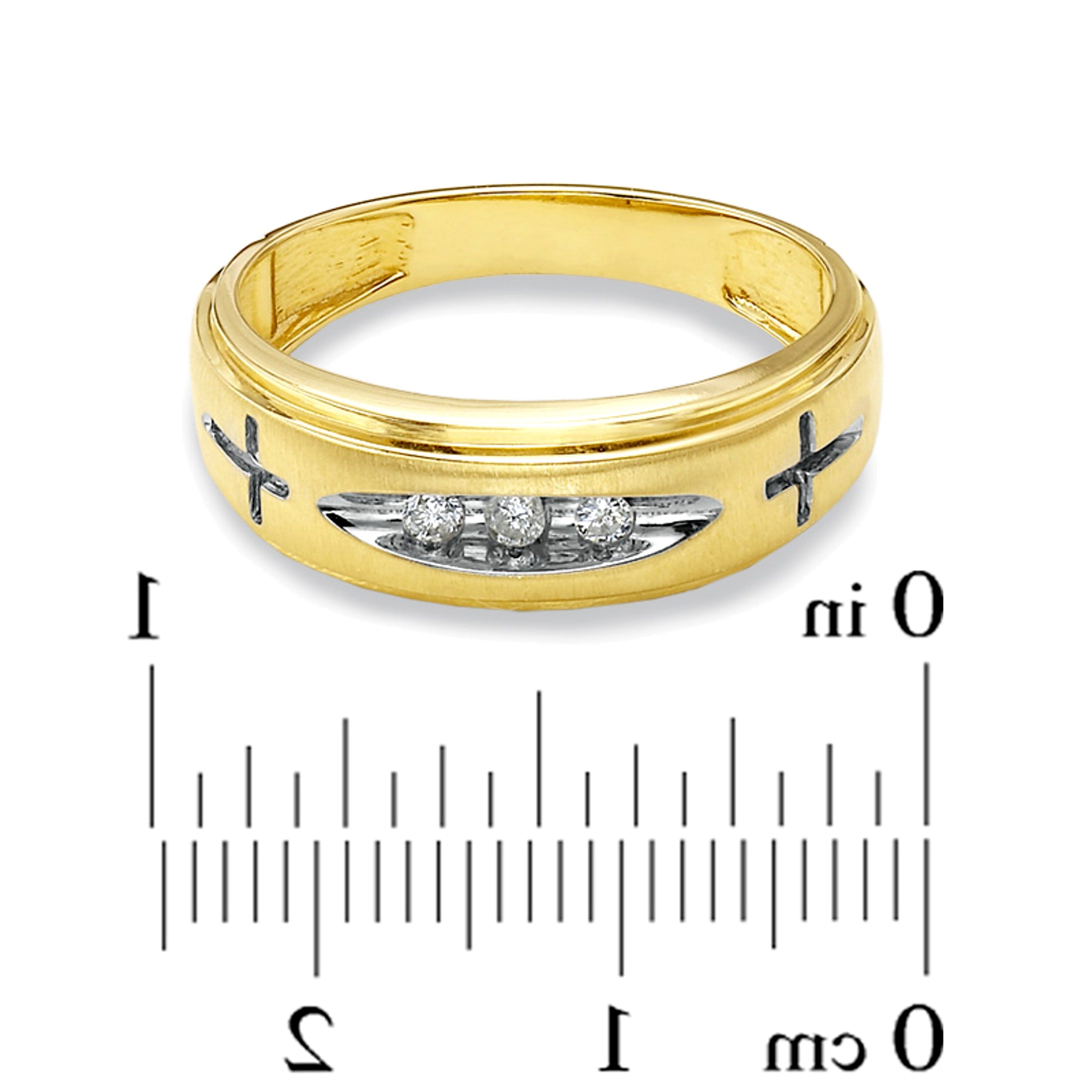 0.1 CT. TW Diamond Cross Wedding Band in 14K Gold