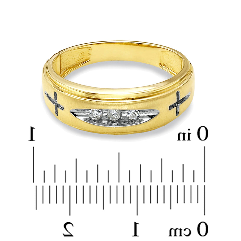 0.1 CT. TW Diamond Cross Wedding Band in 14K Gold