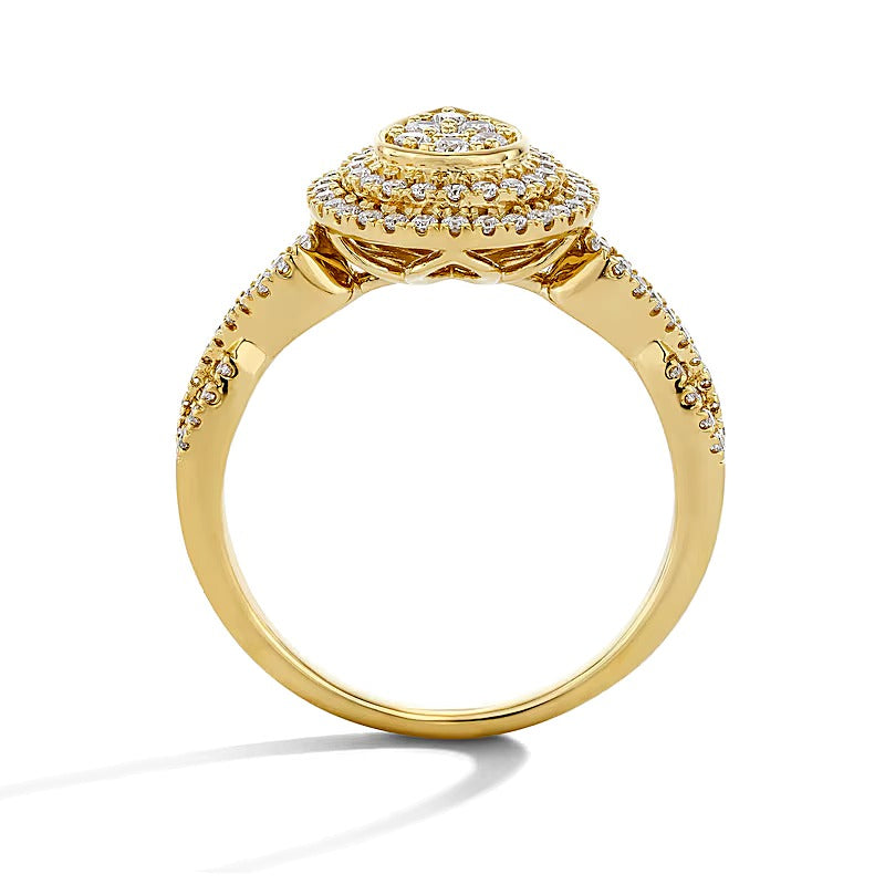 0.5 CT. TW Multi-Diamond Double Frame Engagement Ring in 10K Gold
