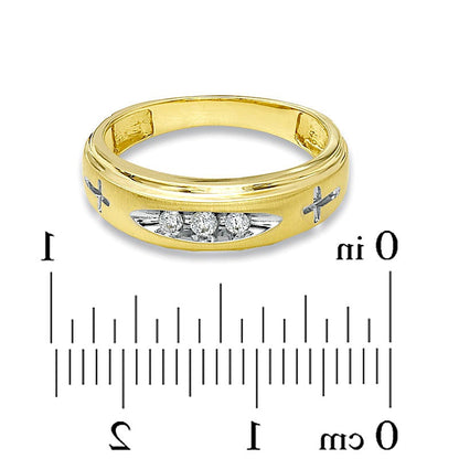 Diamond Accent Cross Wedding Band in 14K Gold