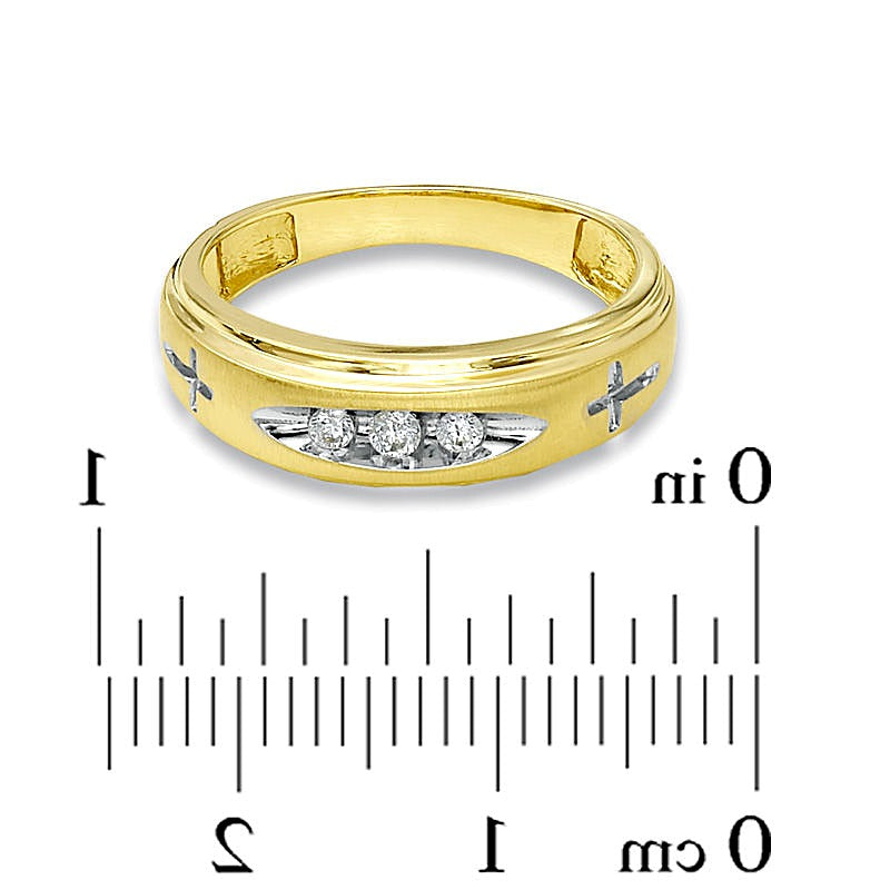 Diamond Accent Cross Wedding Band in 14K Gold