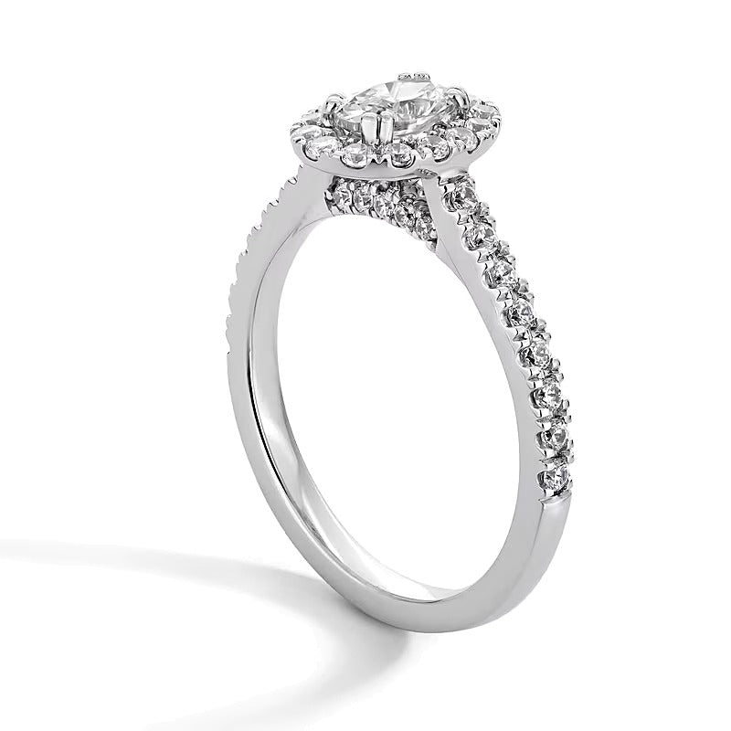 1.0 CT. TW Oval Lab-Grown Diamond Frame Engagement Ring in 14K White Gold (F/SI2)