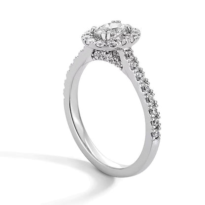 1.0 CT. TW Oval Lab-Grown Diamond Frame Engagement Ring in 14K White Gold (F/SI2)