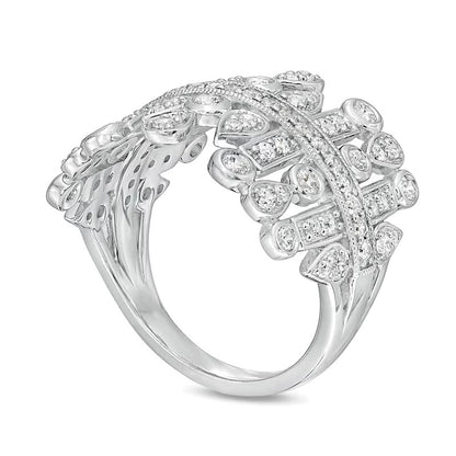 1.0 CT. TW Diamond Multi-Geometric Shapes Art Deco Style Ring in Sterling Silver