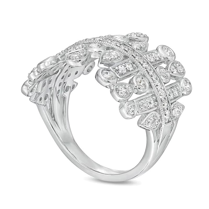 1.0 CT. TW Diamond Multi-Geometric Shapes Art Deco Style Ring in Sterling Silver