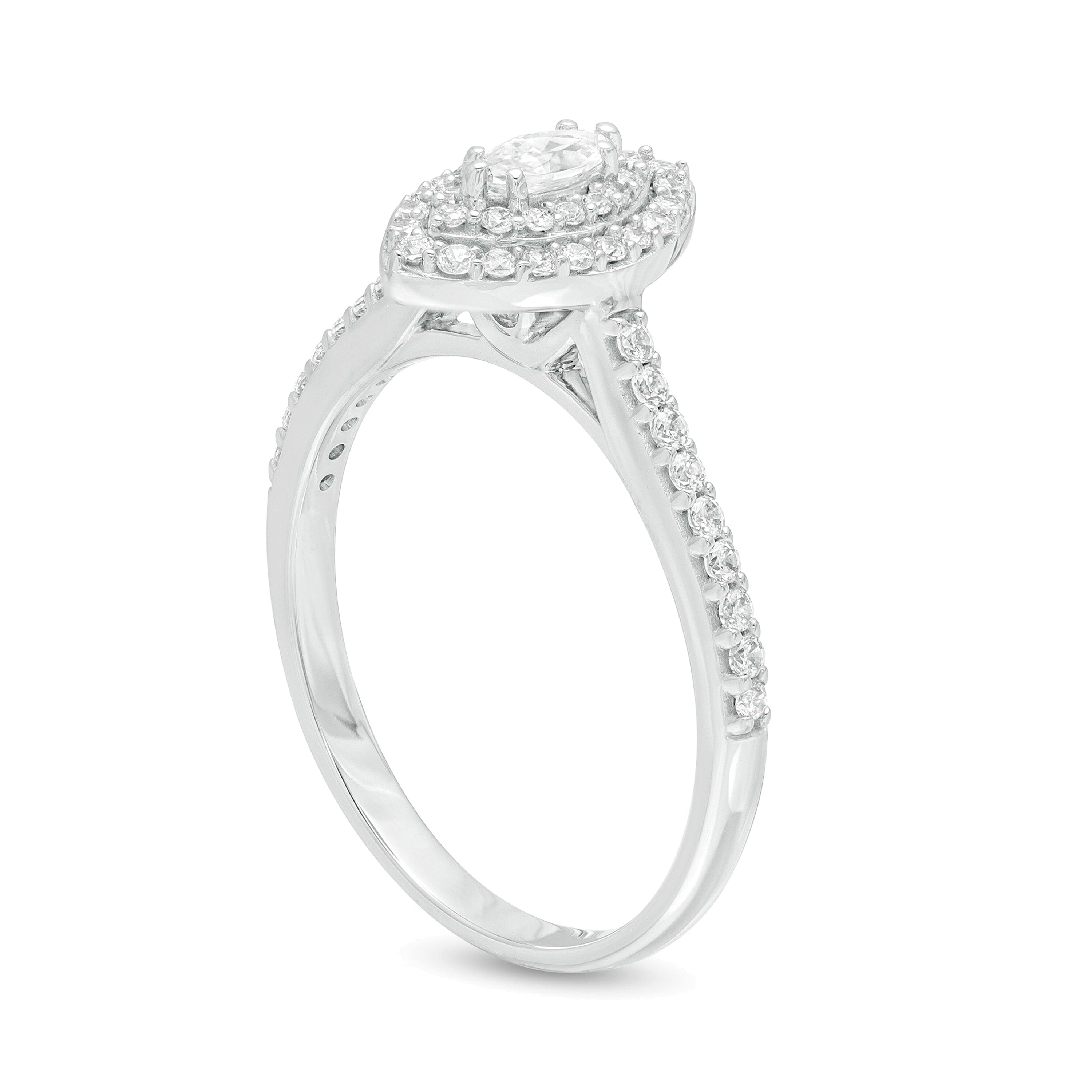 0.5 CT. TW Marquise Diamond Double Frame Engagement Ring in 10K White Gold