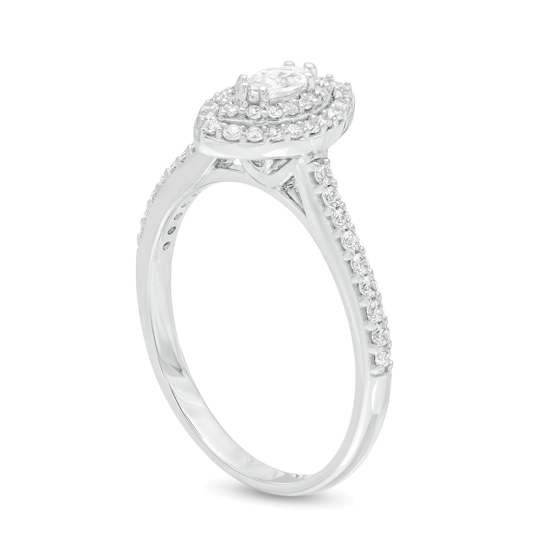 0.5 CT. TW Marquise Diamond Double Frame Engagement Ring in 10K White Gold
