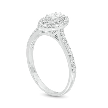 0.5 CT. TW Marquise Diamond Double Frame Engagement Ring in 10K White Gold