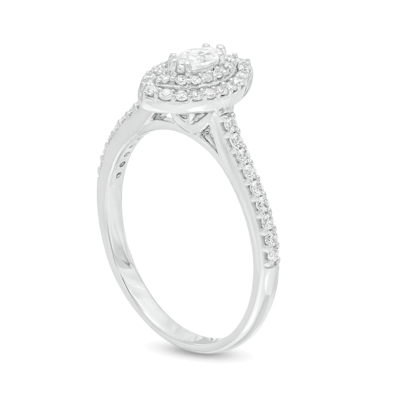 0.5 CT. TW Marquise Diamond Double Frame Engagement Ring in 10K White Gold