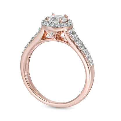 1.0 CT. TW Diamond Frame Engagement Ring in 14K Rose Gold