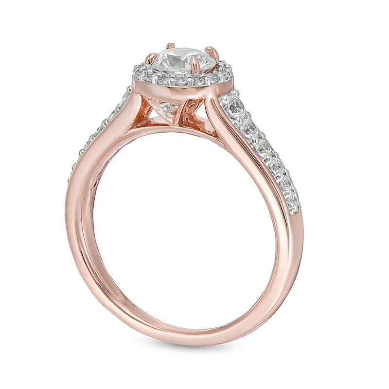 1.0 CT. TW Diamond Frame Engagement Ring in 14K Rose Gold