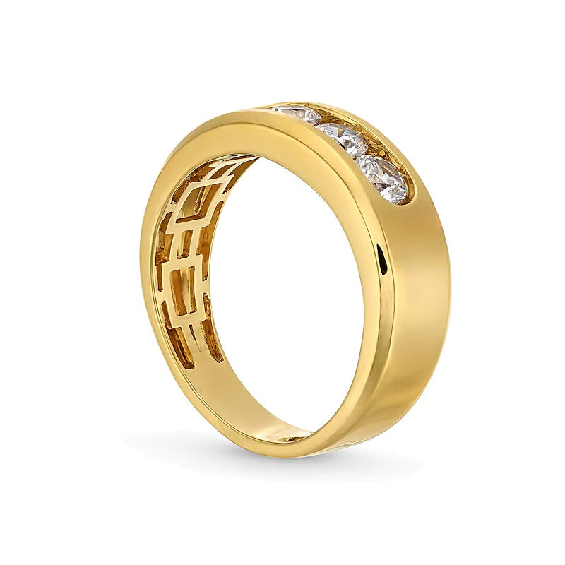 1.0 CT. TW Lab-Grown Diamond Three Stone Band in 10K Gold (I/SI2)
