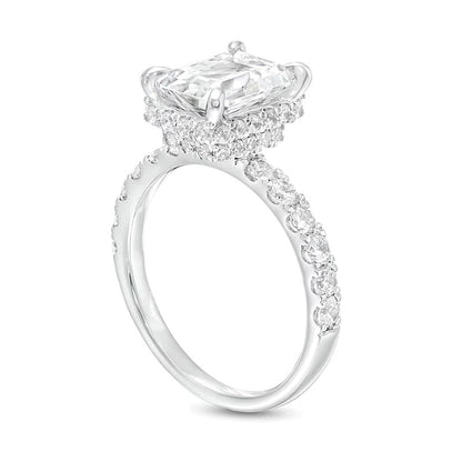 3.88 CT. TW Emerald-Cut Lab-Grown Diamond Hidden Frame Engagement Ring in 14K White Gold (I/SI2)