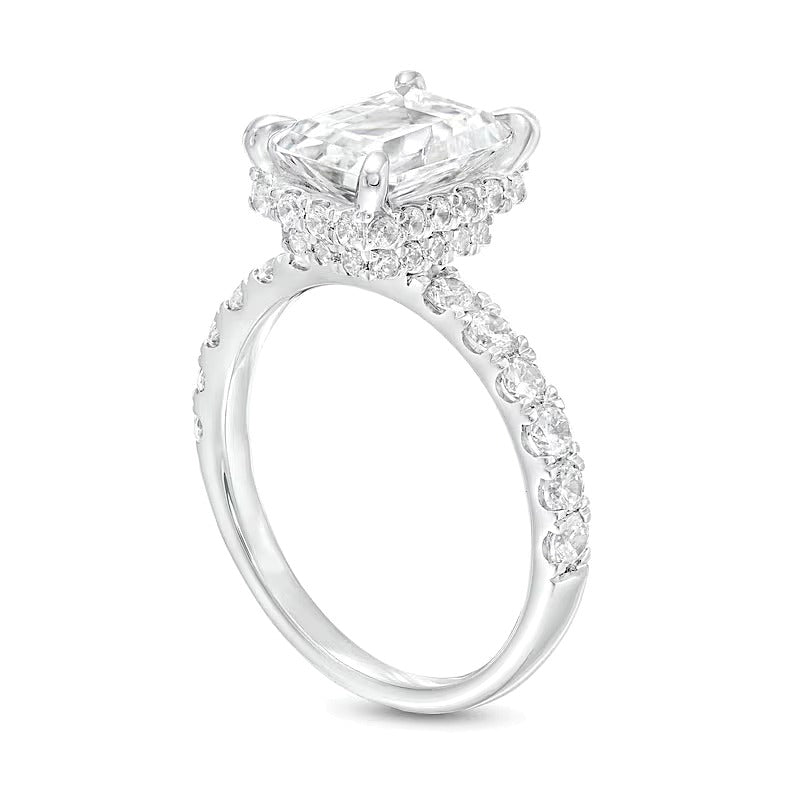 3.88 CT. TW Emerald-Cut Lab-Grown Diamond Hidden Frame Engagement Ring in 14K White Gold (I/SI2)