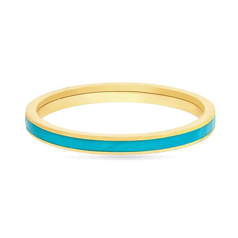 Turquoise Enamel Inlay Ring in 14K Gold