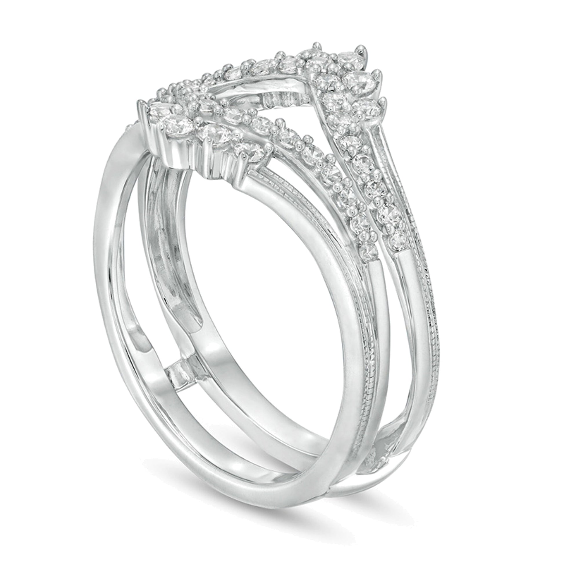 0.5 CT. TW Diamond Crown Vintage-Style Solitaire Enhancer in 10K White Gold