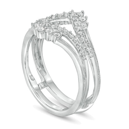 0.5 CT. TW Diamond Crown Vintage-Style Solitaire Enhancer in 10K White Gold