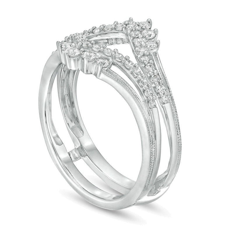0.5 CT. TW Diamond Crown Vintage-Style Solitaire Enhancer in 10K White Gold