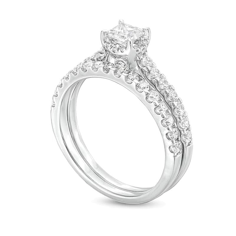 1.0 CT. TW Princess-Cut Diamond Hidden Frame Bridal Set in 14K White Gold (I/I2)
