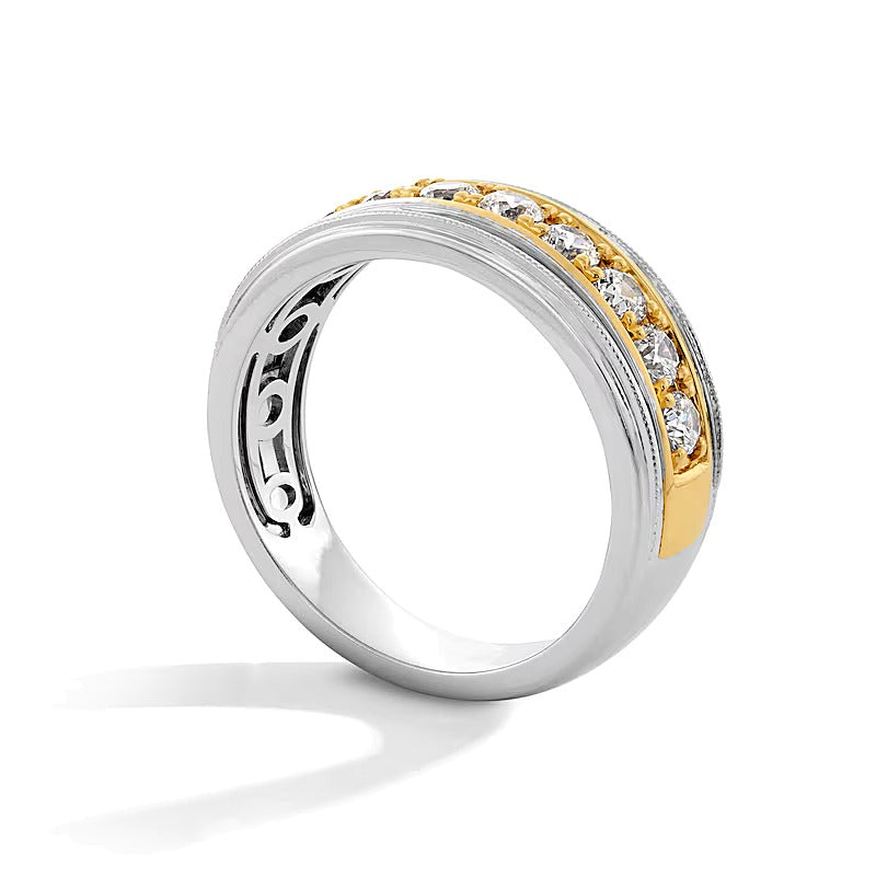 1.0 CT. TW Lab-Grown Diamond Vintage-Style Band in 10K Two-Tone Gold (F/VS2)