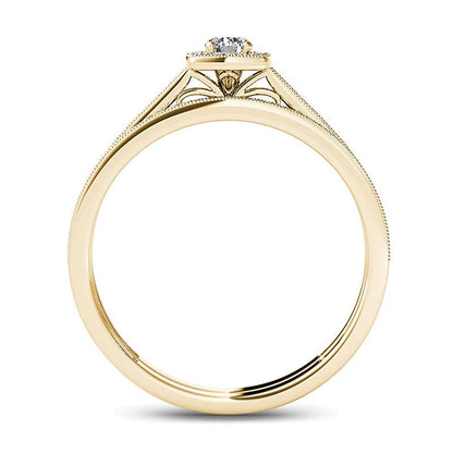 0.33 CT. TW Diamond Cushion Frame Vintage-Style Bridal Set in 14K Gold