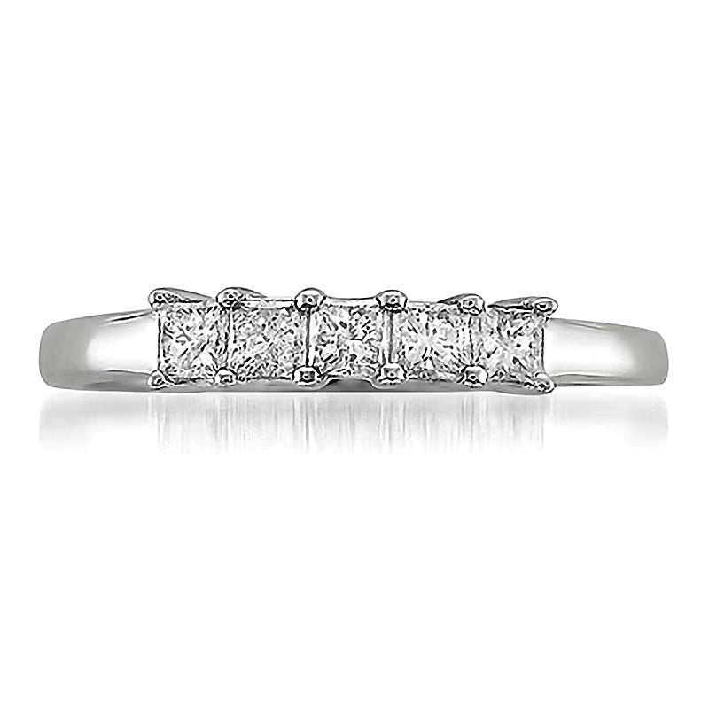 0.5 CT. TW Princess-Cut Diamond High Profile Five Stone Ring in 14K White Gold