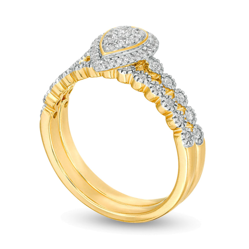 0.33 CT. TW Composite Diamond Pear-Shaped Frame Bridal Set in 10K Gold